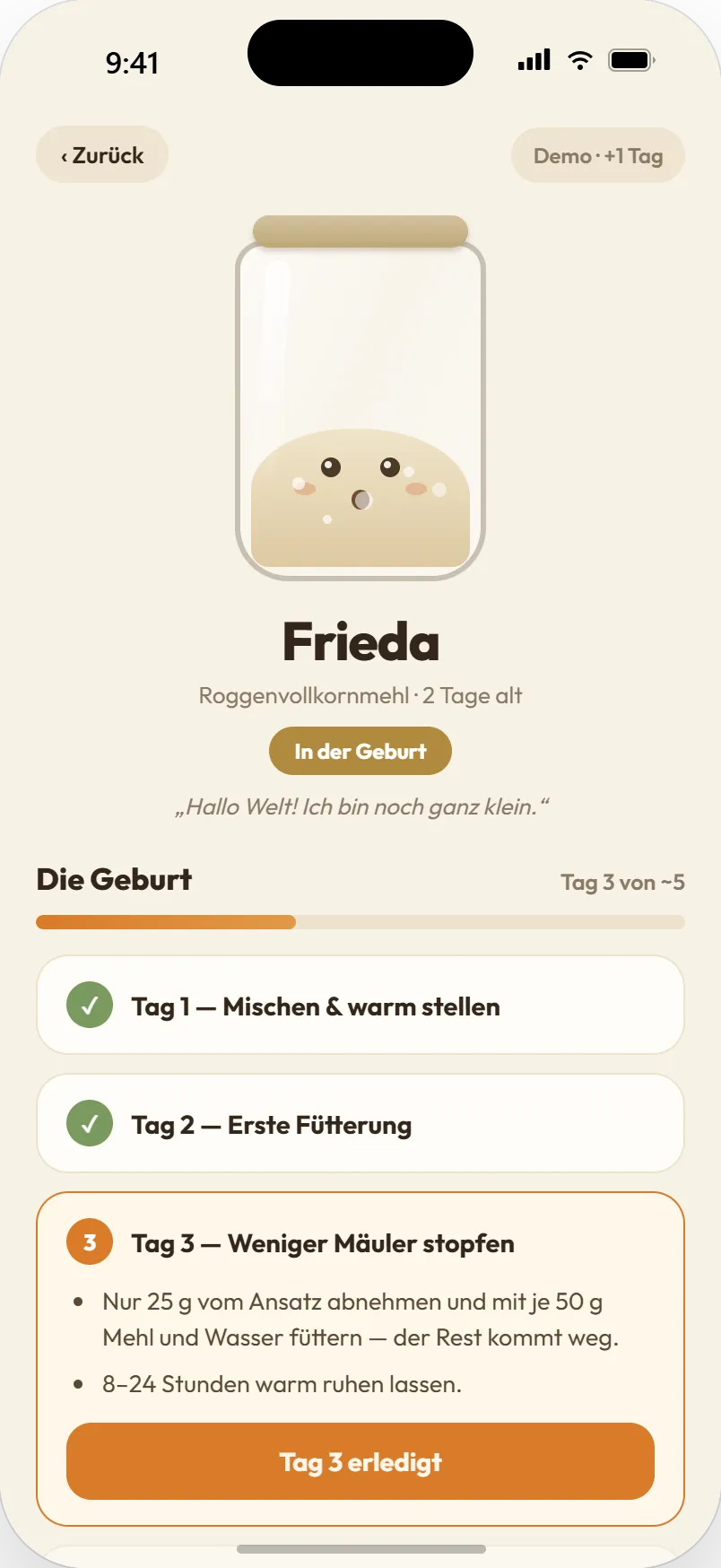 Geführter Geburts-Prozess Tag für Tag